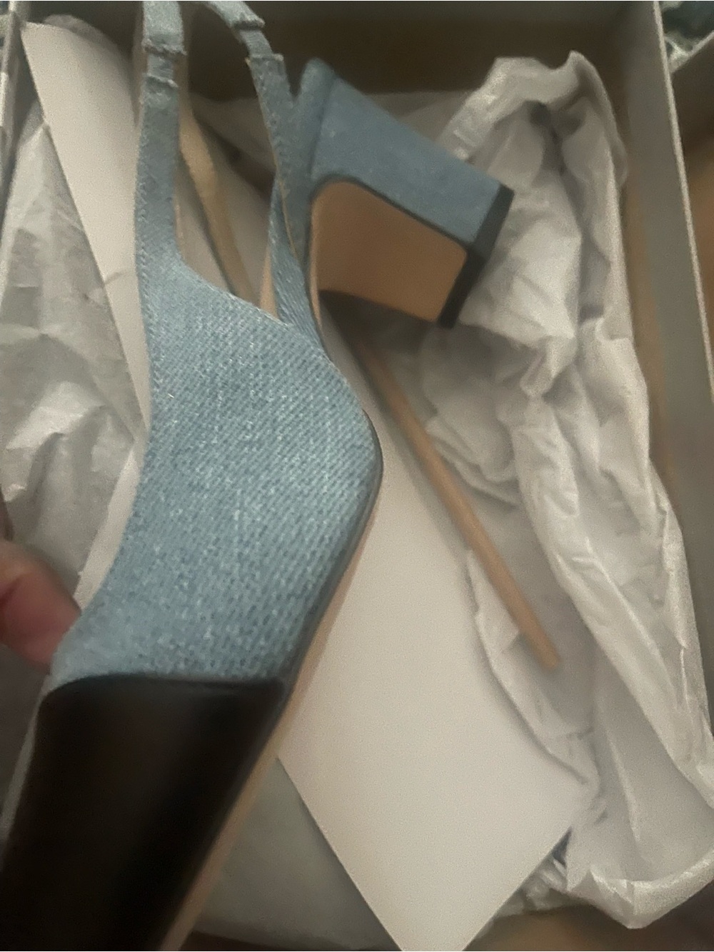 GAP Light Blue Denim Slingback Block Heel Pumps. New